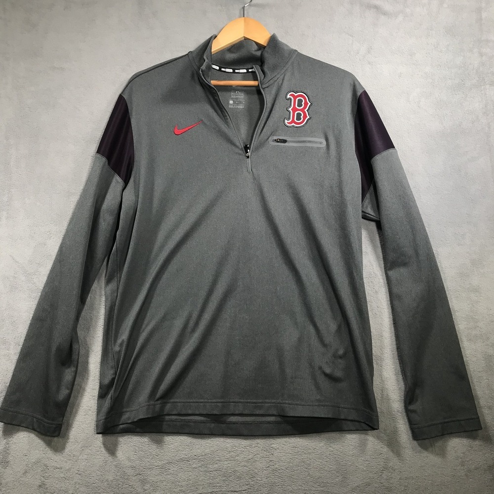 Boston Red Sox 1/4 Zip Pullover Men's Large Grey Nike Performance MLB Sweater